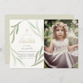 Natürliche Grünfolien Foto Erste Heilige Kommune Einladung