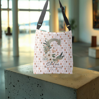 Natürliche Harmonie von Chloe - Boho Floral Monogr Tragetaschen Mit Langen Trägern