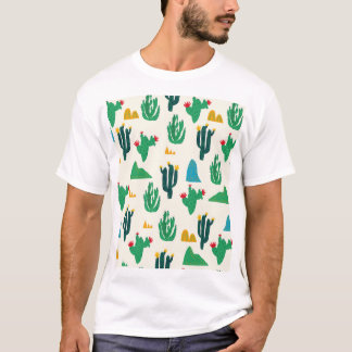 Natürliche Kaktus: Folk Art nahtlos. T-Shirt