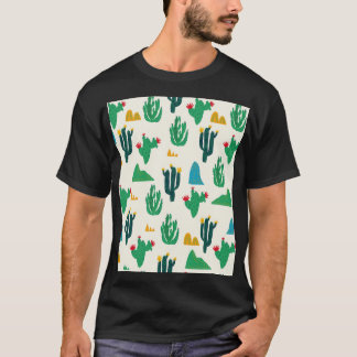 Natürliche Kaktus: Folk Art nahtlos. T-Shirt