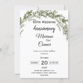 Natürliche klassische Grün Hochzeit Jubiläum  Einladung