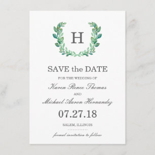 Natürliche Kranzhochzeit Speichern Sie die Datumsk Save The Date