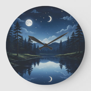 Natürliche Landschaft nachts Große Wanduhr
