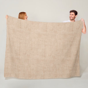 Natürliche Leinenstofftextur in warmem Beige Fleecedecke