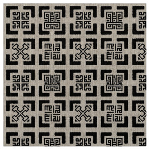 Natürliche Linen Adinkra-Kufic Tapestäste Stoff