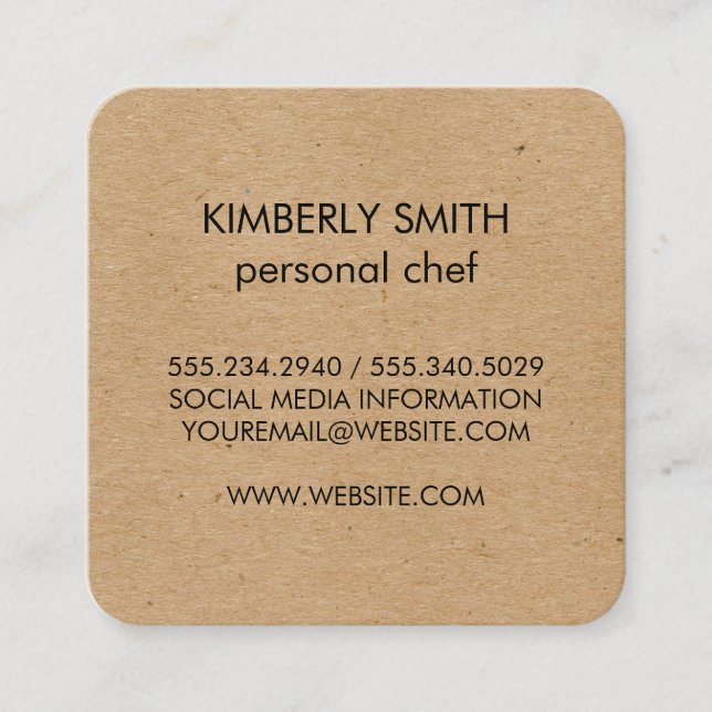 Natürliche Minimalistisch-braun-gesprenkelt Quadratische Visitenkarte (Vorderseite)