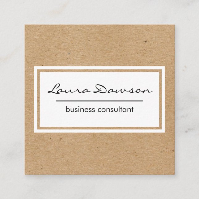 Natürliche Minimalistisch-braun-gesprenkelt Quadratische Visitenkarte (Vorderseite)