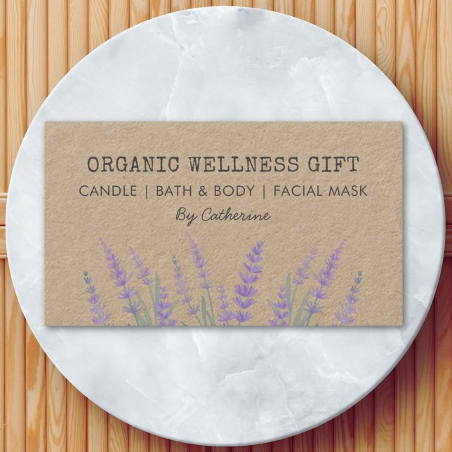Natürliche Öko Bio Lavendel Wasserfarben Visitenkarte (In situ)