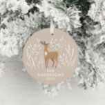 Natürliche Rentiere botanisch elegante Weihnachten Keramik Ornament<br><div class="desc">Beige natürliche Rentiere botanische delikate elegante moderne Design. Teil einer atemberaubenden Sammlung.</div>