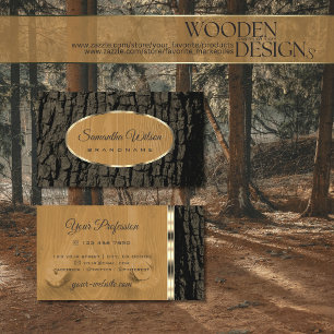 Natürliche Rustikale Bäume Bark Grain Oval Gold Bo Visitenkarte