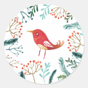 Natürliche rustikale Weihnachten Runder Aufkleber