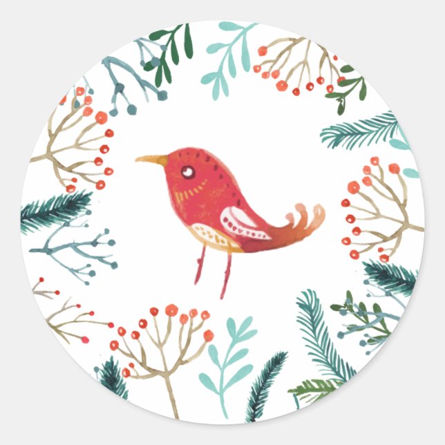 Natürliche rustikale Weihnachten Runder Aufkleber (Vorderseite)