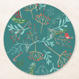 Natürliche rustikale Weihnachten Runder Pappuntersetzer