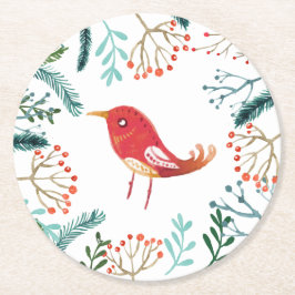 Natürliche rustikale Weihnachten Runder Pappuntersetzer