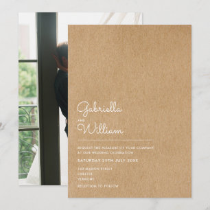 Natürliche Script rustic Kraft Foto Hochzeit Einladung