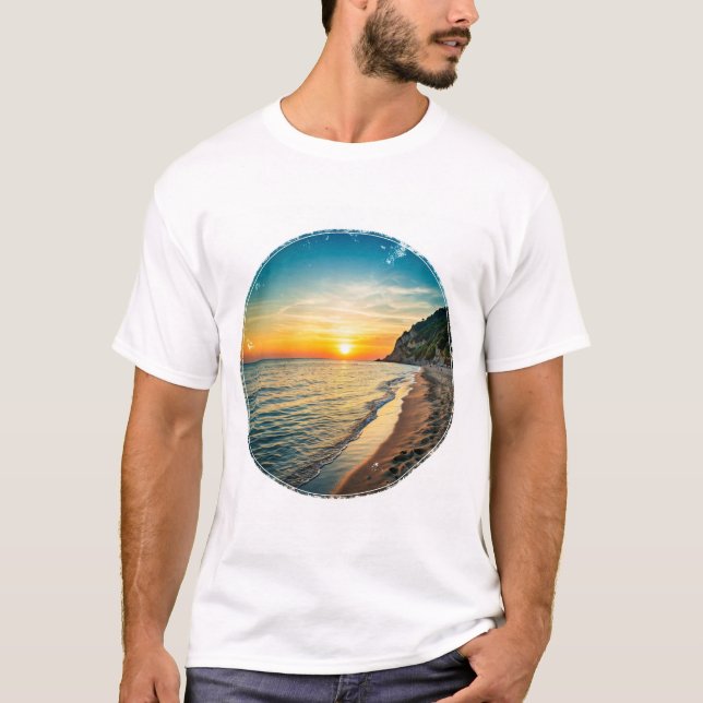 Natürliche Strandlandschaft mit italienischer Sonn T-Shirt (Vorderseite)