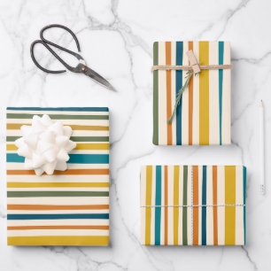 Natürliche Streifen Modernes ästhetisches Muster Geschenkpapier Set