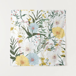 Natürliche und botanische Dekoration l Green l Whi Wandteppich