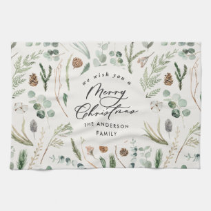 Natürliche Weihnachten minimalistisch botanisch Geschirrtuch