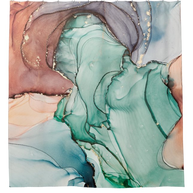 Natürlicher Luxus abstrakte Flüssigkunstmalerei in Duschvorhang (Vorderseite)