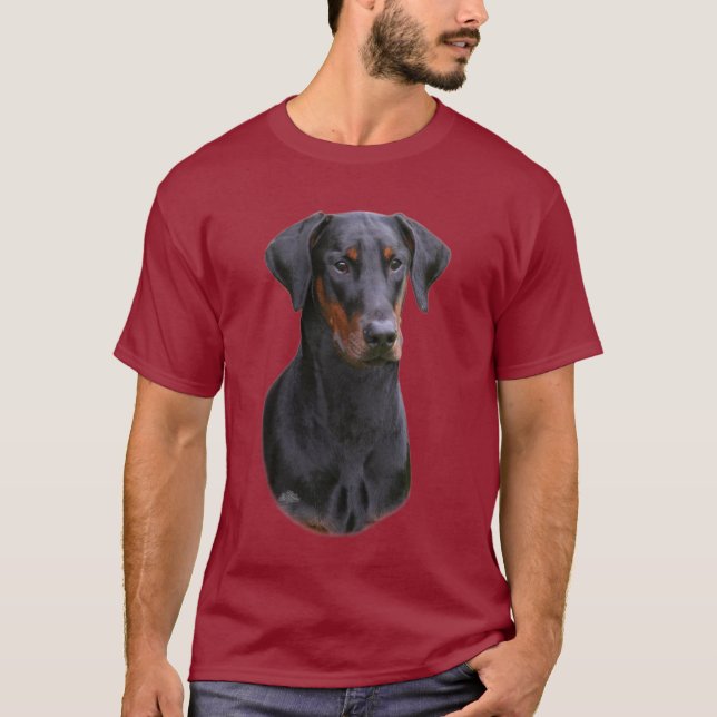 Natürlicher ohriger schwarzer Dobermannpinscher T-Shirt (Vorderseite)