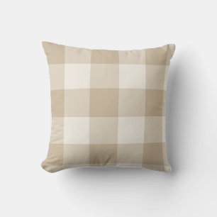 Natürliches Beige großes Buffalo-Karo-Gingham Kissen