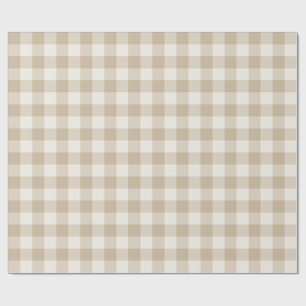 Natürliches Beige Klassisches Gingham-Karo Geschenkpapier