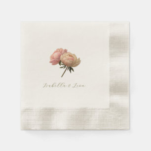 Natürliches Ecru Chic Florale Rose Hochzeit Serviette