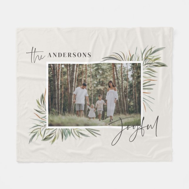 Natürliches, elegantes botanisches Foto Fleecedecke (Vorderseite (Horizontal))