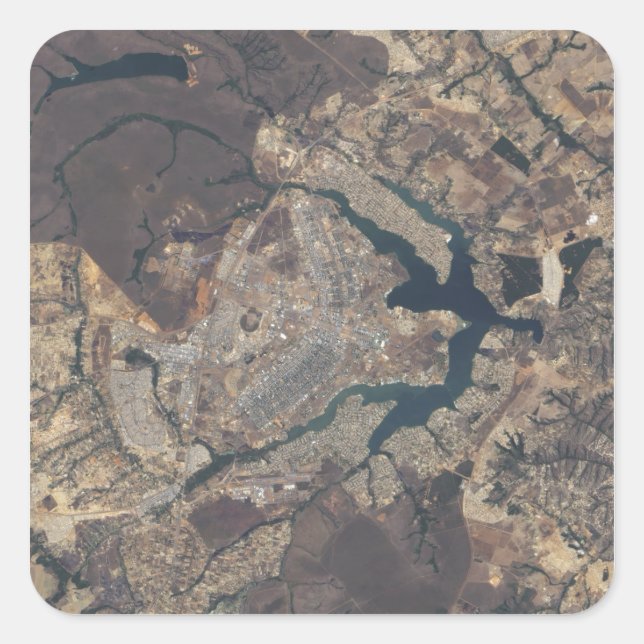 Natürliches Farbbild von BrasÃ, Â ½lia, Brasilien Quadratischer Aufkleber (Vorderseite)