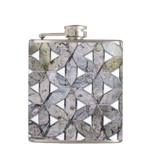 Natürliches graues Steinmosaik, Blume des Lebens Flachmann