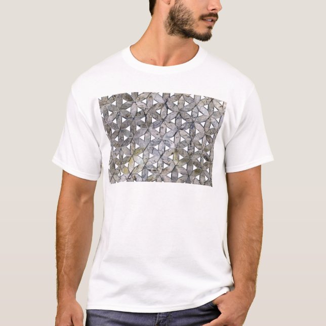 Natürliches graues Steinmosaik, Blume des Lebens T-Shirt (Vorderseite)
