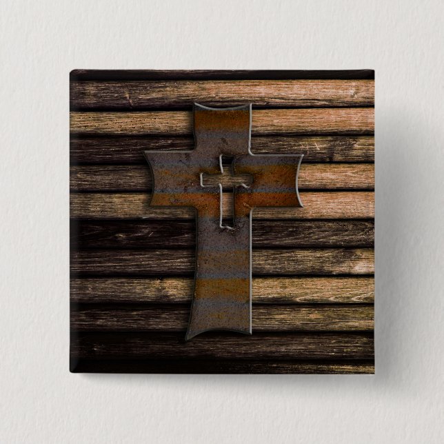 Natürliches hölzernes Kreuz Browns Button (Vorderseite)