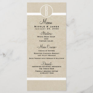 Natürliches Kraft Rustikales Minimal Hochzeitsmenü Menükarte