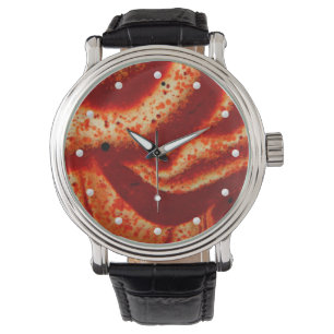 Natürliches rotes Jaspisedelsteinmakrobild Armbanduhr