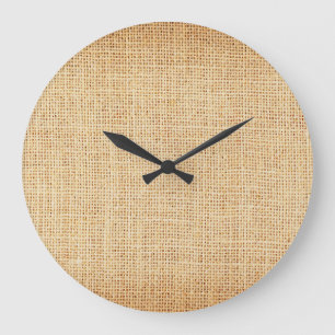 Natürliches Sacktuch, texturierter Hintergrund. Große Wanduhr