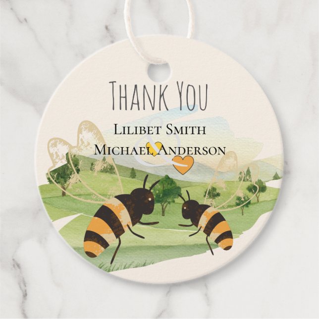 Naturliebhaber Die Bienen auf dem Lande Hochzeit Geschenkanhänger (Vorderseite)