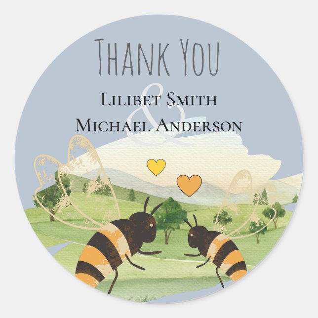 Naturliebhaber Die Bienen auf dem Lande Hochzeit Runder Aufkleber (Vorderseite)
