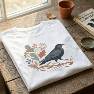 Naturliebhaber Rabe Nordische Volkskunst Grafik T-Shirt