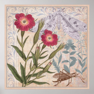 Naturliebhaber-Wandkunst Wildblumen und Insekten Poster