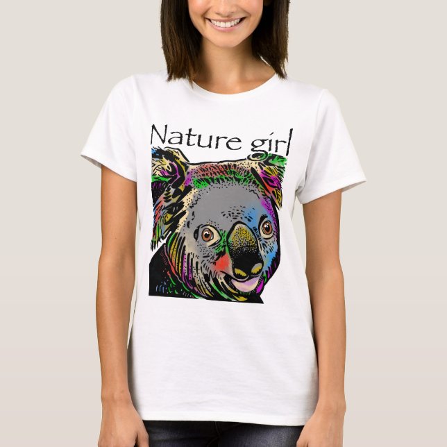 Naturmädchen Koala Regenbogentiere T-Shirt (Vorderseite)