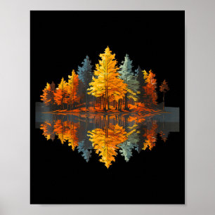 Naturreflexion Herbstwald Outdoor-Grafik Poster