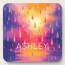 Naturregentropfen Watecolor farbenfroh Getränkeuntersetzer