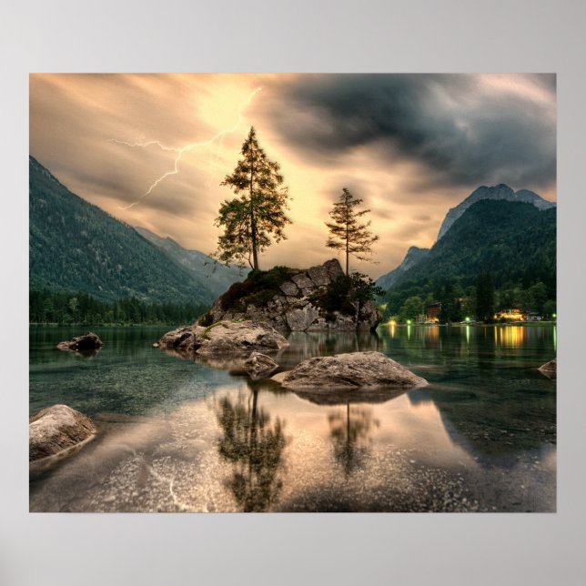 Naturreisen - Wassergebirge Landschaft Poster (Vorne)