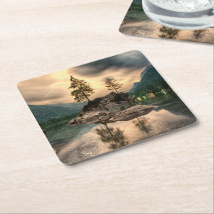 Naturreisen - Wassergebirge Landschaft Rechteckiger Pappuntersetzer