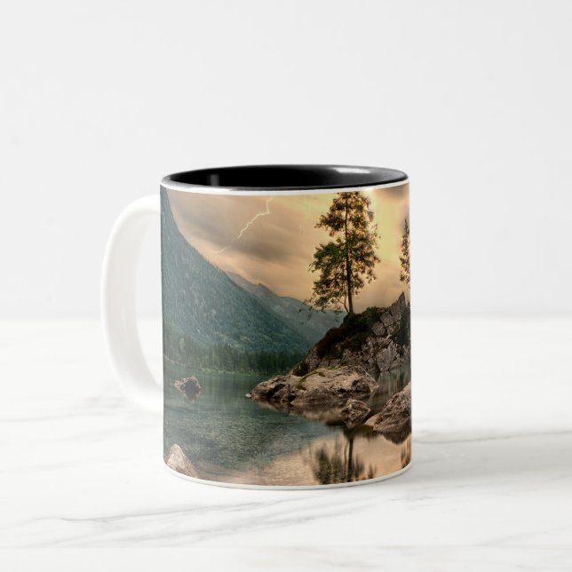 Naturreisen - Wassergebirge Landschaft Zweifarbige Tasse (Vorderseite Links)
