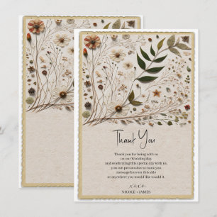 Naturschöne Botanische Blumen & Blätter Hochzeit Einladung