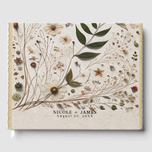 Naturschöne Botanische Blumen & Blätter Hochzeit Gästebuch