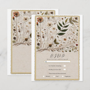Naturschöne botanische Blumen & Blätter RSVP Einladung