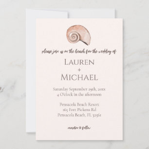 Naturschöner Strand Seashell Hochzeitseinladung Einladung